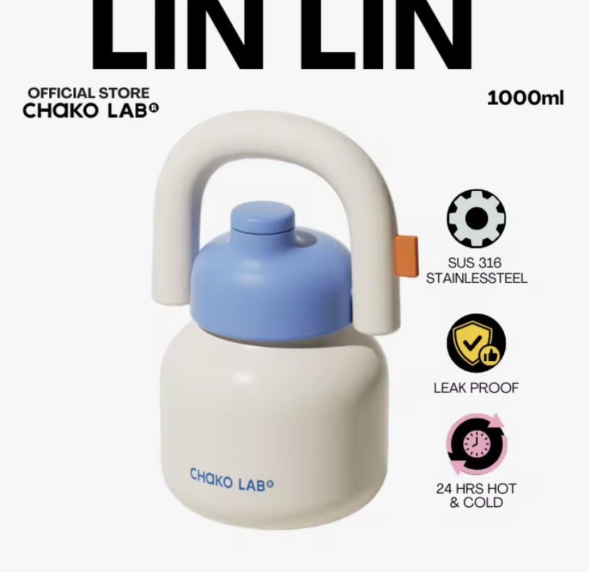Chako Lab Lin Lin Thermos Yogurt 1000ml (Category: Water Bottles & Tumblers) located in Mamburao. Submitted by marieac (Listing ID 1447721780, Image 2). Description: - Cute Lin Lin thermos from Chako Lab - Yogurt colorway - 1000ml capacity - Made with SUS 316 stainless steel - Leak-proof design - Keeps drinks hot or cold for up to 24 hours - Comes with a pink strap - Ideal for everyday use.