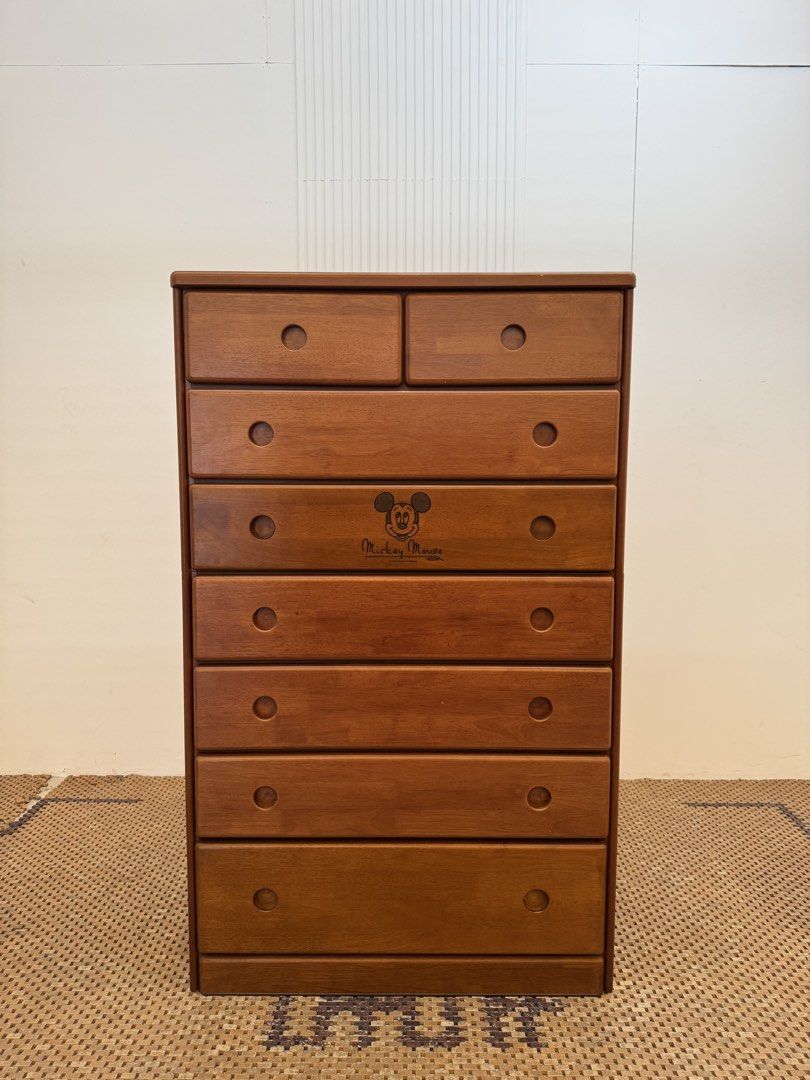 Chest of drawers (Category: Shelves, Cabinets & Racks) located in Quezon City. Submitted by matetdevis13 (Listing ID 1447876816, Image 1). Description: 8-Tier Wooden Mickey Mouse Chest of Drawers Price: 6,500 L35.5 x W17.5 x H59 In good condition Code JMD35-D2.