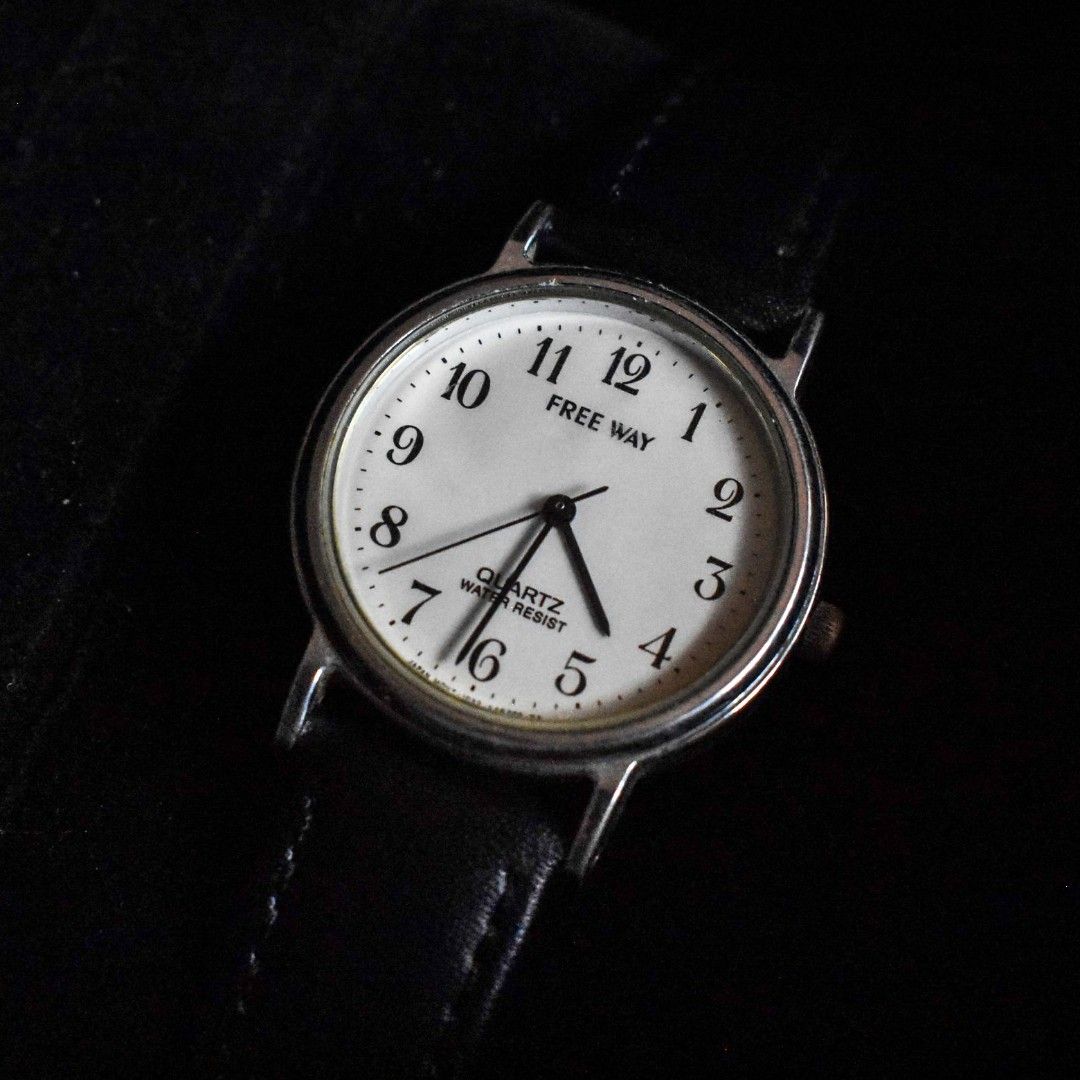 Citizen Freeway Japan Quartz Watch (Category: Men's Watches) located in Makati City. Submitted by _damitnilawrence (Listing ID 1447716397, Image 2). Description: - Classic analog watch from FREE WAY - White dial with clear Arabic numerals - Black leather strap - Quartz movement - Water resistant - Simple and functional, great for everyday wear - Works well.