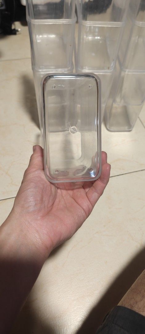 Clear Stackable Betta Containers (Category: Homes & Other Pet Accessories) located in Singapore. Submitted by hardrubberok (Listing ID 1447814158, Image 2). Description: - Clear plastic containers - Stackable design for efficient storage - Perfect for Betta Keeping - Each 14cm(L) X 8.5cm(B) X 18cm(H) - Have 14 pieces. $1 each or all for $10 - take all will be given accessories such as flaring sticks and other Betta stuffs in last pic.