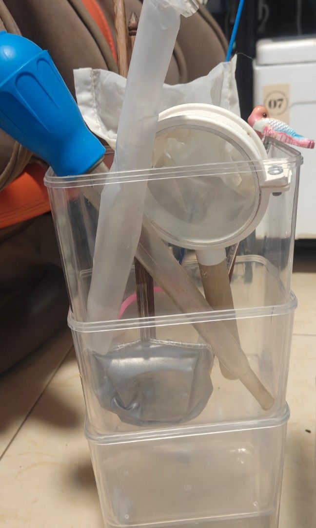 Clear Stackable Betta Containers (Category: Homes & Other Pet Accessories) located in Singapore. Submitted by hardrubberok (Listing ID 1447814158, Image 4). Description: - Clear plastic containers - Stackable design for efficient storage - Perfect for Betta Keeping - Each 14cm(L) X 8.5cm(B) X 18cm(H) - Have 14 pieces. $1 each or all for $10 - take all will be given accessories such as flaring sticks and other Betta stuffs in last pic.