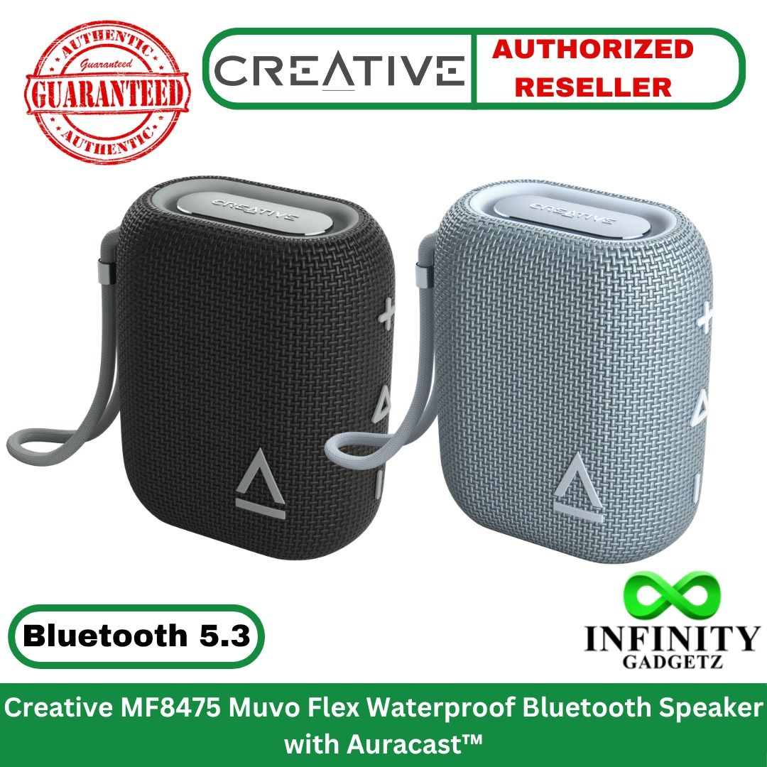 Creative MF8475 Muvo Flex Waterproof Bluetooth Speaker (Category: Soundbars, Speakers & Amplifiers) located in Manila. Submitted by infinitygadgetzph (Listing ID 1447753454, Image 1). Description: 🟩 Authentic 🟩 Authorized Dealer of Creative 🟩 Sealed and Brand New 🟩 With 3 Months Warranty (Must keep the complete carton for warranty claim) Specifications 🟩 Speaker Configuration - One-piece 🟩 Connector Type - Bluetooth®, Battery 🟩 Water Resis