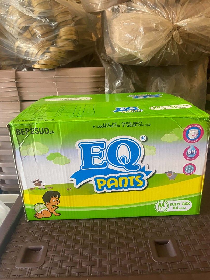 Eq pants medium 84 pcs (Category: Diapers & Baby Wipes) located in Caloocan City. Submitted by janeil23452 (Listing ID 1447710720, Image 2). Description: eq pants medium size 84 pcs 480 pesos only pick up/ lalamove delivery.