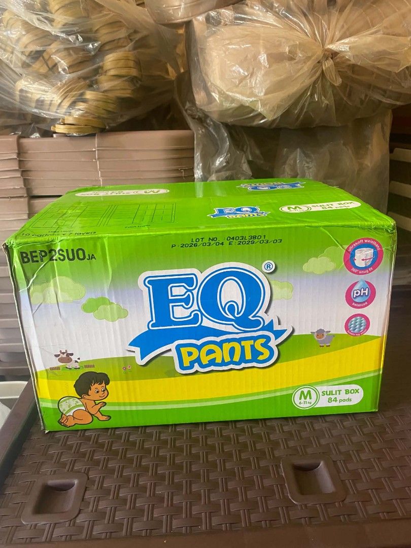 Eq pants medium 84 pcs (Category: Diapers & Baby Wipes) located in Caloocan City. Submitted by janeil23452 (Listing ID 1447710720, Image 1). Description: eq pants medium size 84 pcs 480 pesos only pick up/ lalamove delivery.