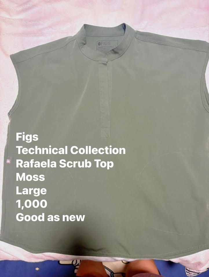 FIGS Technical Collection Rafaela Scrub Top - Moss, Large (Category: Others Tops) located in Manila. Submitted by toniliciou48180 (Listing ID 1447782061, Image 1). Description: - FIGS Technical Collection Rafaela Scrub Top - Color: Moss - Size: Large - Condition: Good, almost new - runs big.