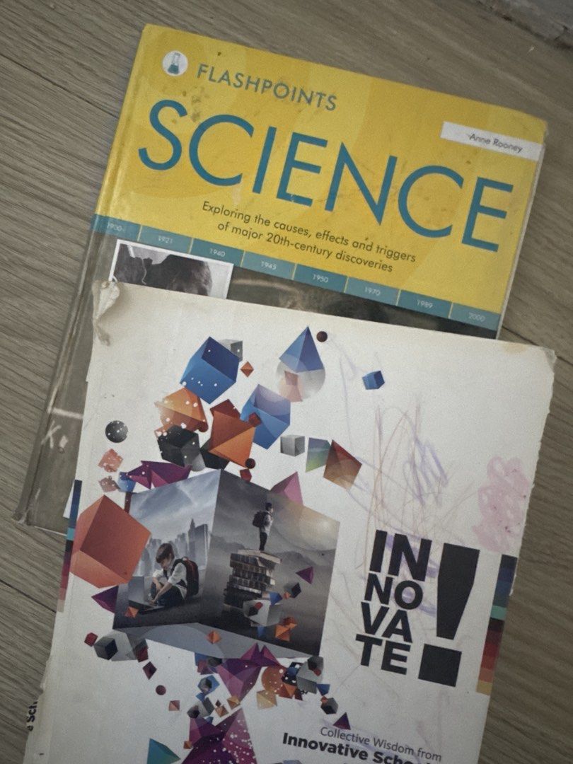 Flashpoints Science & Innovate Collective Wisdom Books (Category: Textbooks) located in Pasig City. Submitted by acffashion31 (Listing ID 1447716332, Image 1). Description: - 'Flashpoints: Science' by Anne Rooney: Explores 20th-century scientific discoveries. - 'Innovate: Collective Wisdom from Innovative Schools' edited by Sean Tierney: Features insights from innovative schools. - Perfect for those interested in science history and innovation. -