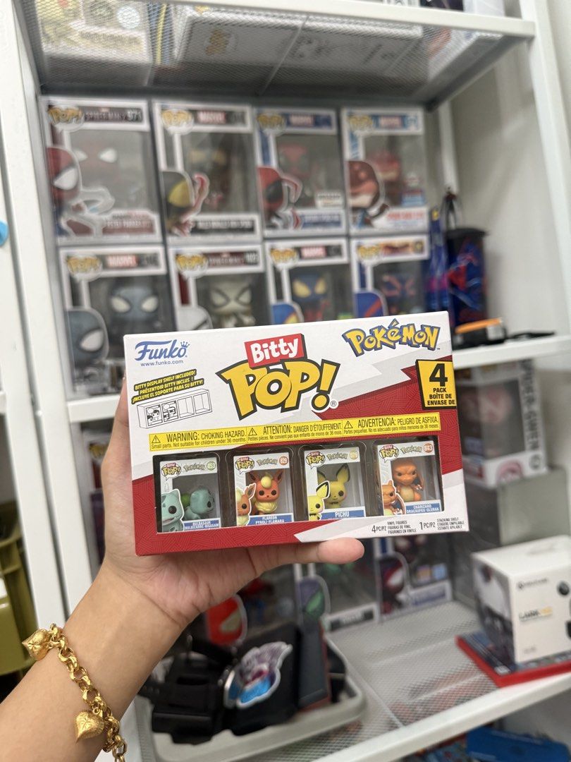 Funko Bitty Pop! Pokemon 4 Pack Set (Category: Toys & Games) located in Kuala Lumpur. Submitted by alynnalynn99995 (Listing ID 1447755961, Image 1). Description: - Funko Bitty Pop! Pokemon 4-pack set - Includes Bulbasaur, Charmander, Squirtle, and Pikachu - Great for any Pokemon fan - Comes in original packaging.