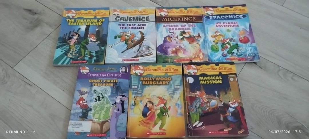 11 Geronimo Stilton & Thea Stilton Books Collection (Category: Children's Books) located in Makati City. Submitted by larasdowry (Listing ID 1447829421, Image 2). Description: Bundle of Geronimo Stilton & Thea Stilton adventure books. Includes popular titles like Treasure of Easter Island, Ice Planet Adventure, Ghost Pirate Treasure,. Bollywood Burglary, The Great Tulip Heist, The Chocolate Sabotage, and more! Perfect for young readers. 85 price 