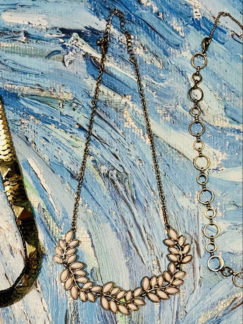Gold Necklaces Set (3 pcs.) (Category: Necklaces) located in Quezon City. Submitted by katchierandomness (Listing ID 1447754634, Image 3). Description: Costume jewelry. All choker length. Price is for all 3 necklaces . You can pay via GCash, Maya or BPI QR code..