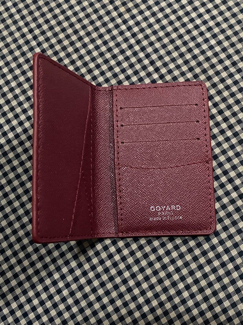 Goyard Card Holder Burgundy (Category: Luxury Bags & Wallets) located in Manila. Submitted by cillian_mavis0809 (Listing ID 1447864687, Image 2). Description: - Color: Burgundy - Material: Signature Goyardine Canvas - Features: Multiple card slots for organization - Origin: Made in France.