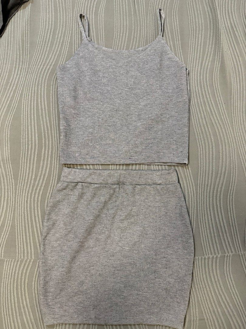 Gray Sleeveless Top and Mini Skirt Set (Category: Sets or Coordinates) located in Arayat. Submitted by decluk8 (Listing ID 1447880375, Image 1). Description: Size: S-M .