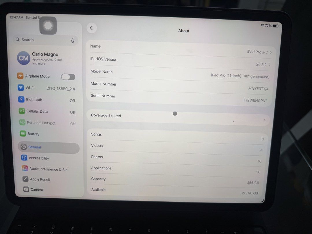Ipad pro M2 2022 11 inches (Category: iPad) located in Manila. Submitted by nigek (Listing ID 1447731694, Image 3). Description: - iPad Pro M2 11-inch (2022 Model) - Condition: Good as New - Storage: 256GB - Includes: Unit only - Meetup Location: De La Salle University, Taft Ave, Manila (unli checking if u want).