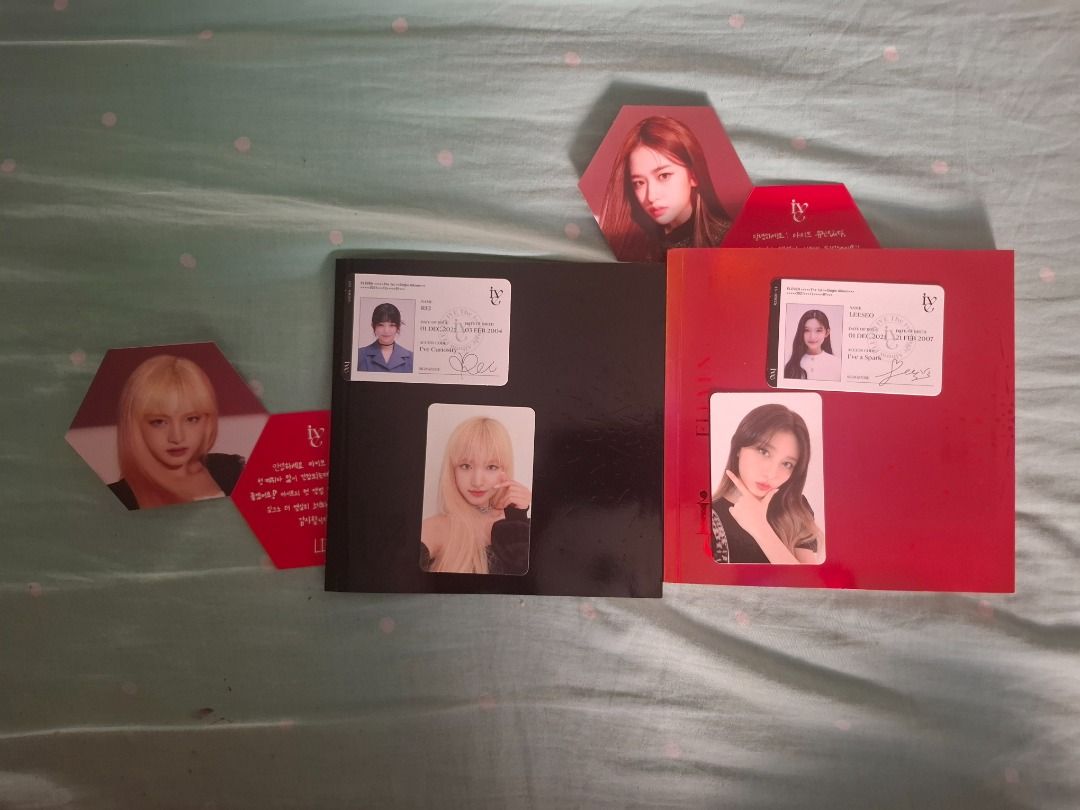 IVE Albums with Complete Inclusions (Category: CDs & DVDs) located in Manila. Submitted by markusvramosiii (Listing ID 1447753713, Image 1). Description: - Includes Photocards and all original inclusions (as pictured) - Authentic K-pop collectibles, perfect for your collection Offer how much you were willing to buy all items..
