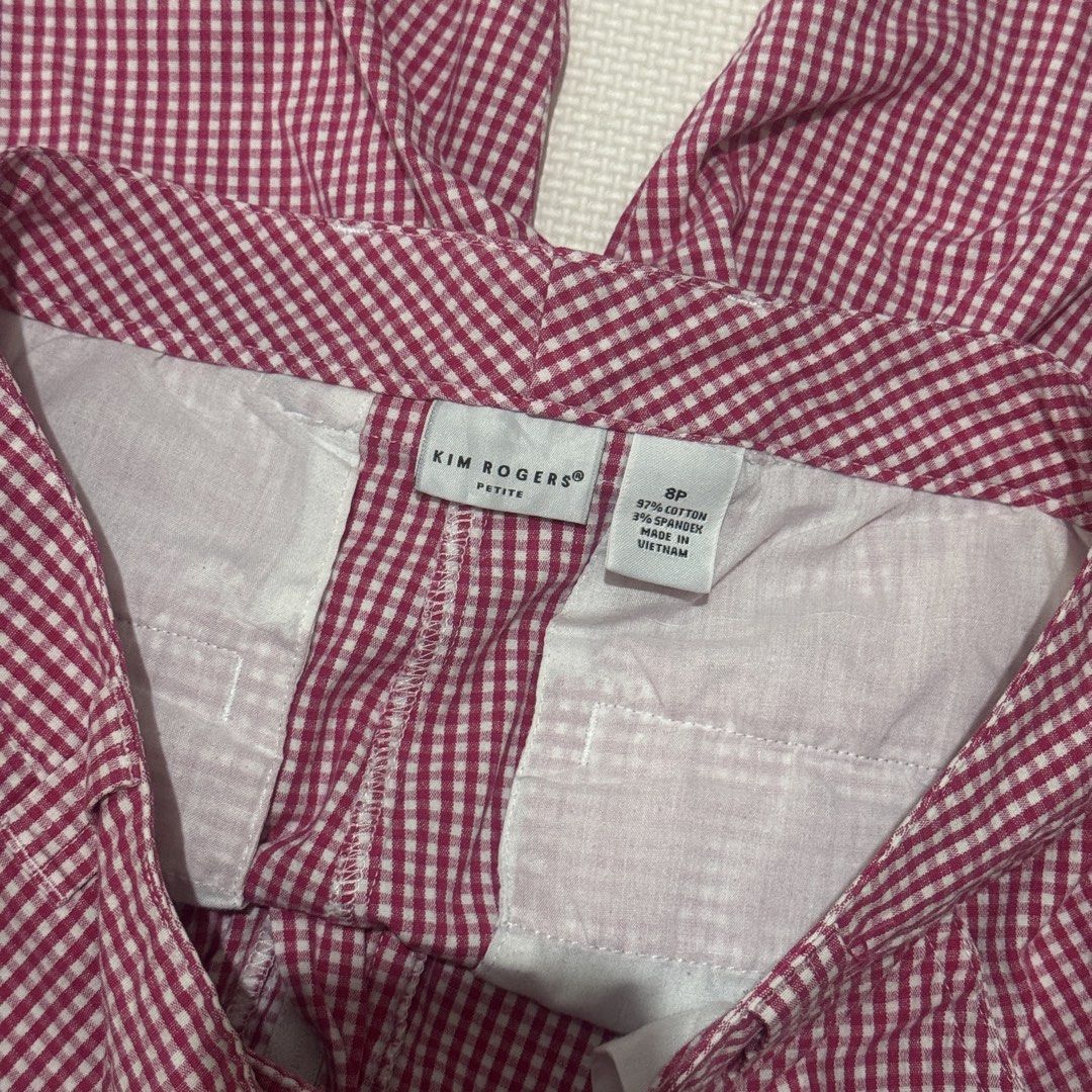 Kim Rogers Petite Pink Gingham Shorts (Category: Shorts) located in Marikina City. Submitted by prelovedsms (Listing ID 1447732889, Image 3). Description: Kim Rogers Petite pink and white gingham shorts. Cotton blend with stretch and pockets. Waist: 29” Length: 18”.