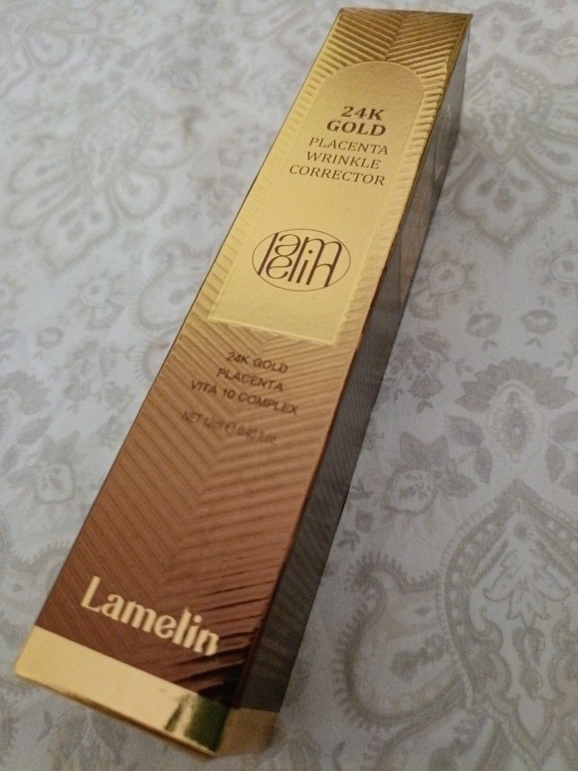Lamelin 24K Gold Placenta Wrinkle Corrector (Category: Face Care) located in Dagupan City. Submitted by ryza_m75 (Listing ID 1447734476, Image 2). Description: - Lamelin 24K Gold Placenta Wrinkle Corrector - Targets wrinkles effectively - Contains Vita 10 Complex - Easy-to-use pump bottle - Net weight: 12ml (0.40 fl.oz) - Made in Korea Brand new ...bought in Korea RFS:still using other skin care .