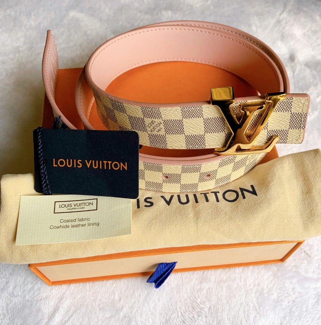 Louis Vuitton Damier Buckle Belt (Category: Luxury Accessories) located in Mandaluyong City. Submitted by amps.ae (Listing ID 1447877655, Image 2). Description: - Guaranteed Louis Vuitton Belt with receipt - Damier Azur REVERSIBLE to Pink Leather - Condition is 9/10 used in occasions - Includes Dust Bag, Box, and Authenticity Cards - Size: 90cm / 36 inches.
