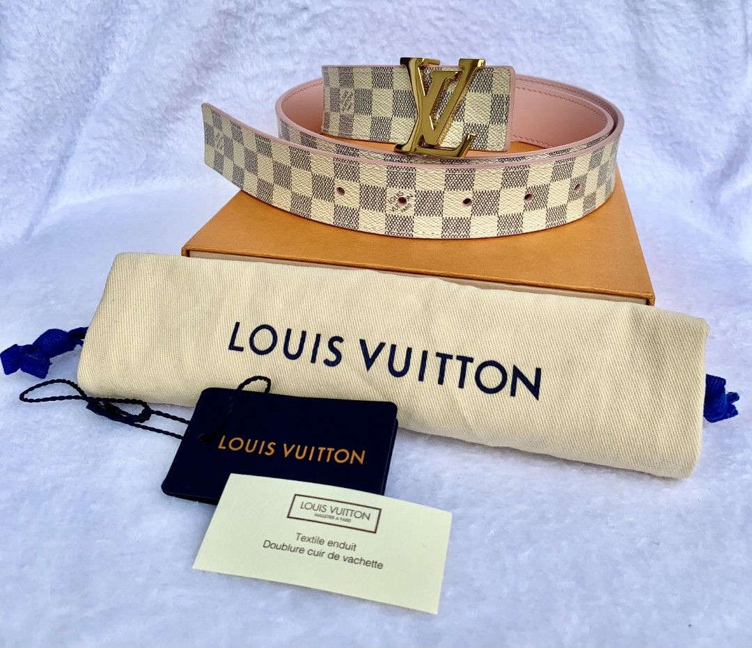 Louis Vuitton Damier Buckle Belt (Category: Luxury Accessories) located in Mandaluyong City. Submitted by amps.ae (Listing ID 1447877655, Image 1). Description: - Guaranteed Louis Vuitton Belt with receipt - Damier Azur REVERSIBLE to Pink Leather - Condition is 9/10 used in occasions - Includes Dust Bag, Box, and Authenticity Cards - Size: 90cm / 36 inches.