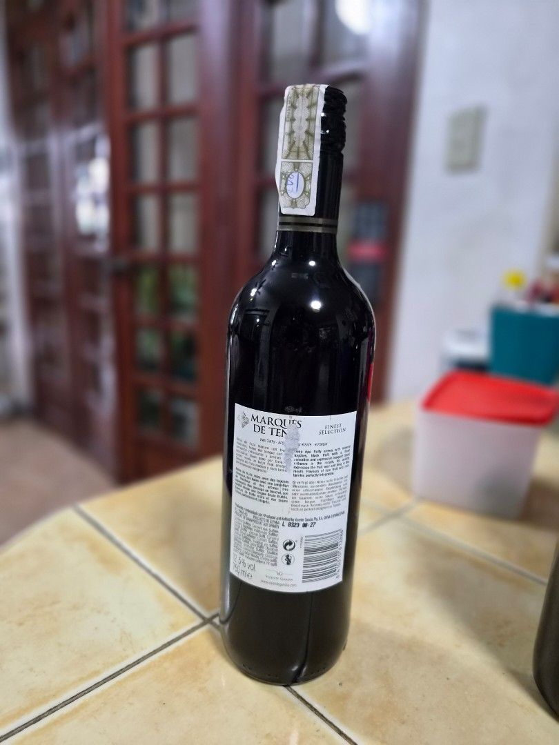 Marques de Tena Red Wine Bottle (Category: Water Bottles & Tumblers) located in Manila. Submitted by gane_esla (Listing ID 1447743552, Image 2). Description: - Marques de Tena red wine - Red Blend, typically a mix of Cabernet Sauvignon and the native Spanish grape Bobal. - Origin: Valencia, Spain. - Received recognition at the AWC Vienna wine awards as part of the "Best Spanish Producer" selection. -Shipping and SF c/o buyer.