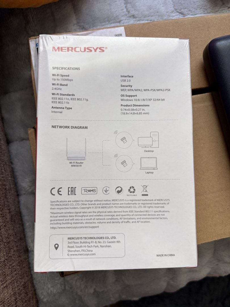 MERCUSYS MW150US N150 Wireless Nano USB Adapter (Category: Networking) located in Binan City. Submitted by go_finds (Listing ID 1447727797, Image 2). Description: Brand New MERCUSYS N150 Wireless Nano USB Adapter Model: MW150US still sealed RFS: extra.
