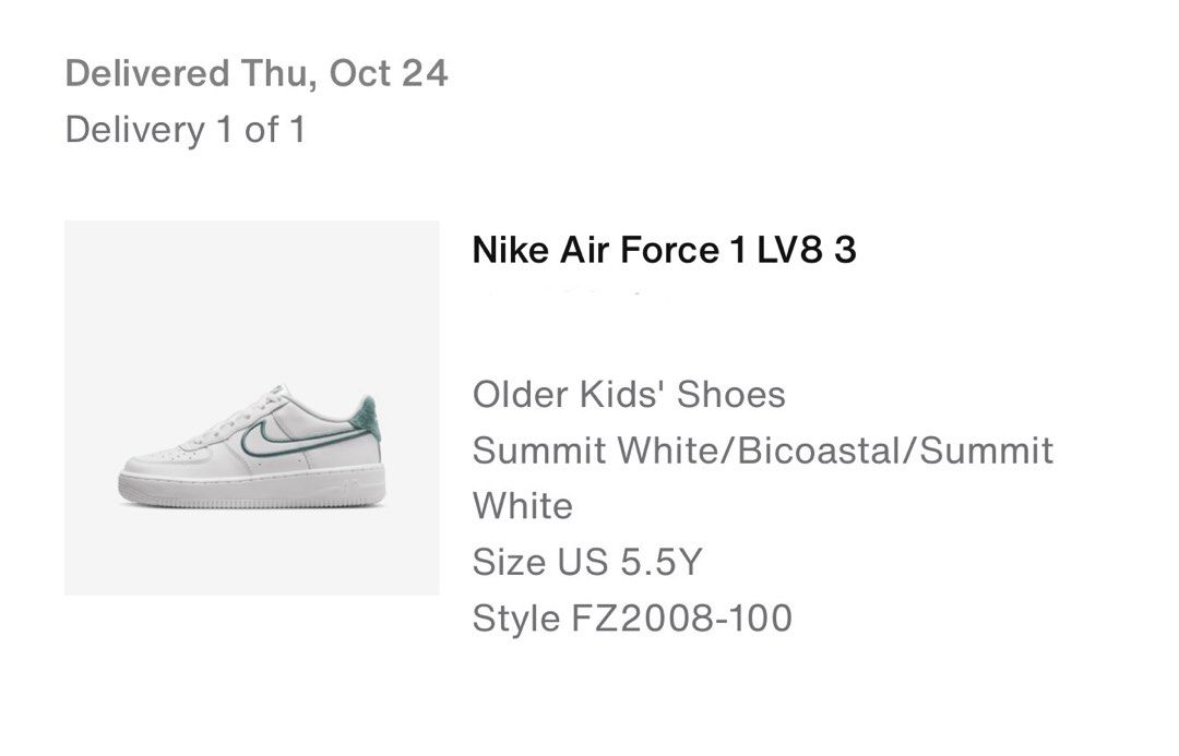 Nike Air Force 1 White / Teal Swoosh Size 7 women (Category: Sneakers) located in Caloocan City. Submitted by items.preloved.92 (Listing ID 1444703333, Image 2). Description: Authentic. Bought from Nike Online Store :) RFS: Decluttering. On my way to minimalism 😅 Shipping fee to be shouldered by buyer Courier: Lalamove/J&T Mode of payment: GCash/BPI Send me a message for questions/more photos ☺️.