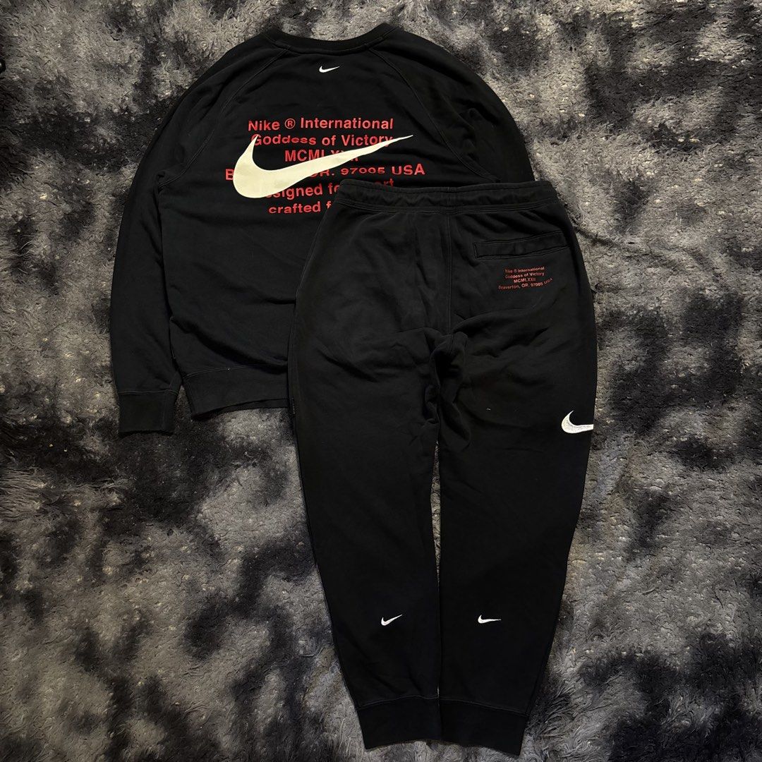 Nike Double Swoosh Set (Category: Sets & Coordinates) located in Manila. Submitted by aeronmaurcio (Listing ID 1447809017, Image 2). Description: Nike Double Swoosh Set 1800 as pack! Sweater- XL on tag Pants- L on tag Both in good condition No issues!.