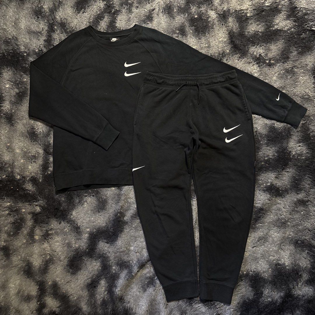 Nike Double Swoosh Set (Category: Sets & Coordinates) located in Manila. Submitted by aeronmaurcio (Listing ID 1447809017, Image 1). Description: Nike Double Swoosh Set 1800 as pack! Sweater- XL on tag Pants- L on tag Both in good condition No issues!.