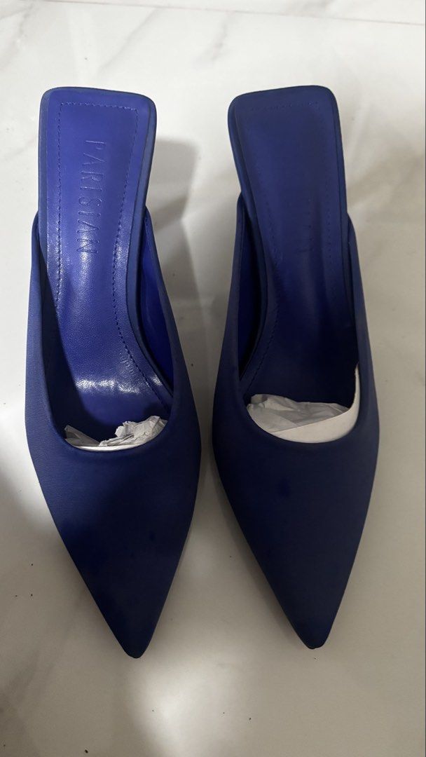PARISIAN Blue Pointed Toe Mules Heels (Category: Heels) located in Bulacan. Submitted by mreyes21 (Listing ID 1447733342, Image 1). Description: - Brand: PARISIAN - Style: Blue pointed toe mules - Closure: Slip-on - Heel Height: Moderate - Features: Versatile for dressing up or down, comfortable for walking - Condition: Please check photos for details.