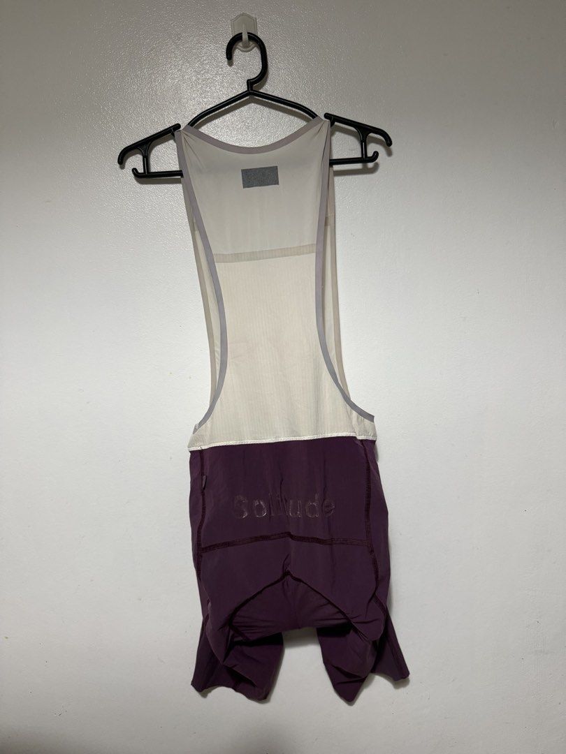 Pas Normal Studios Solitude Bib Shorts Purple (Category: Activewear) located in Quezon City. Submitted by henrytm (Listing ID 1447680197, Image 2). Description: Pas Normal Studios Solitude bib shorts - Size S - Deep purple color - Features the Solitude logo on the leg - Mesh bib straps for enhanced breathability - Ideal for long-distance cycling Meet up Fairview | Cubao area or shipping c/buyer .
