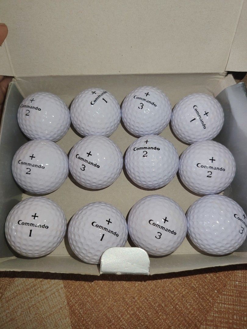 Penfold Commando Plus Golf Balls (12 Balls) (Category: Golf) located in Santiago. Submitted by aceheart0118672 (Listing ID 1447718130, Image 2). Description: - Box of 12 Penfold Commando Plus golf balls - High performance and enhanced durability - Modified dimple shape for extra distance - Visi-Glo white finish for visibility - Includes balls numbered 1, 2, and 3 - Ideal for your next round of golf.