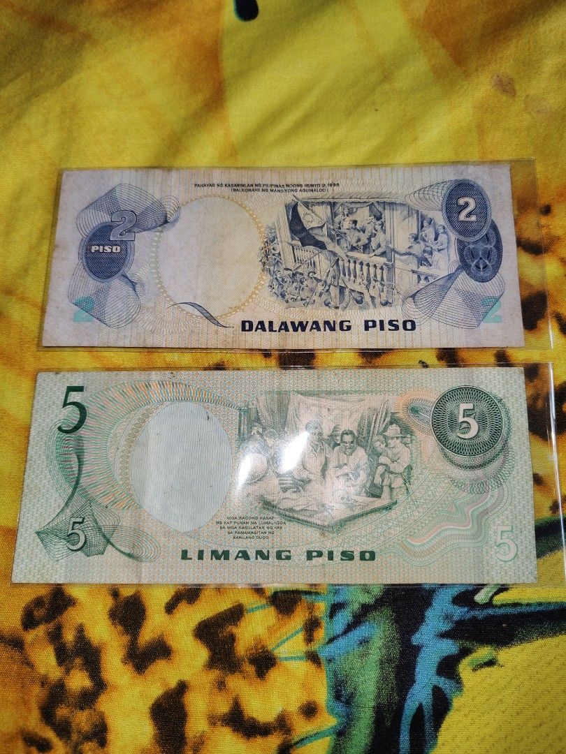 Philippine Peso Banknotes - 2, 5, 10 Piso Bills (Category: Currency) located in Antipolo. Submitted by rllenrapnap (Listing ID 1447728073, Image 2). Description: 450 set 4 pcs - Collection of older Philippine Peso banknotes - Includes 2 Piso, 5 Piso, and 10 Piso bills - Ideal for numismatists and history enthusiasts - All bills are kept in protective sleeves.