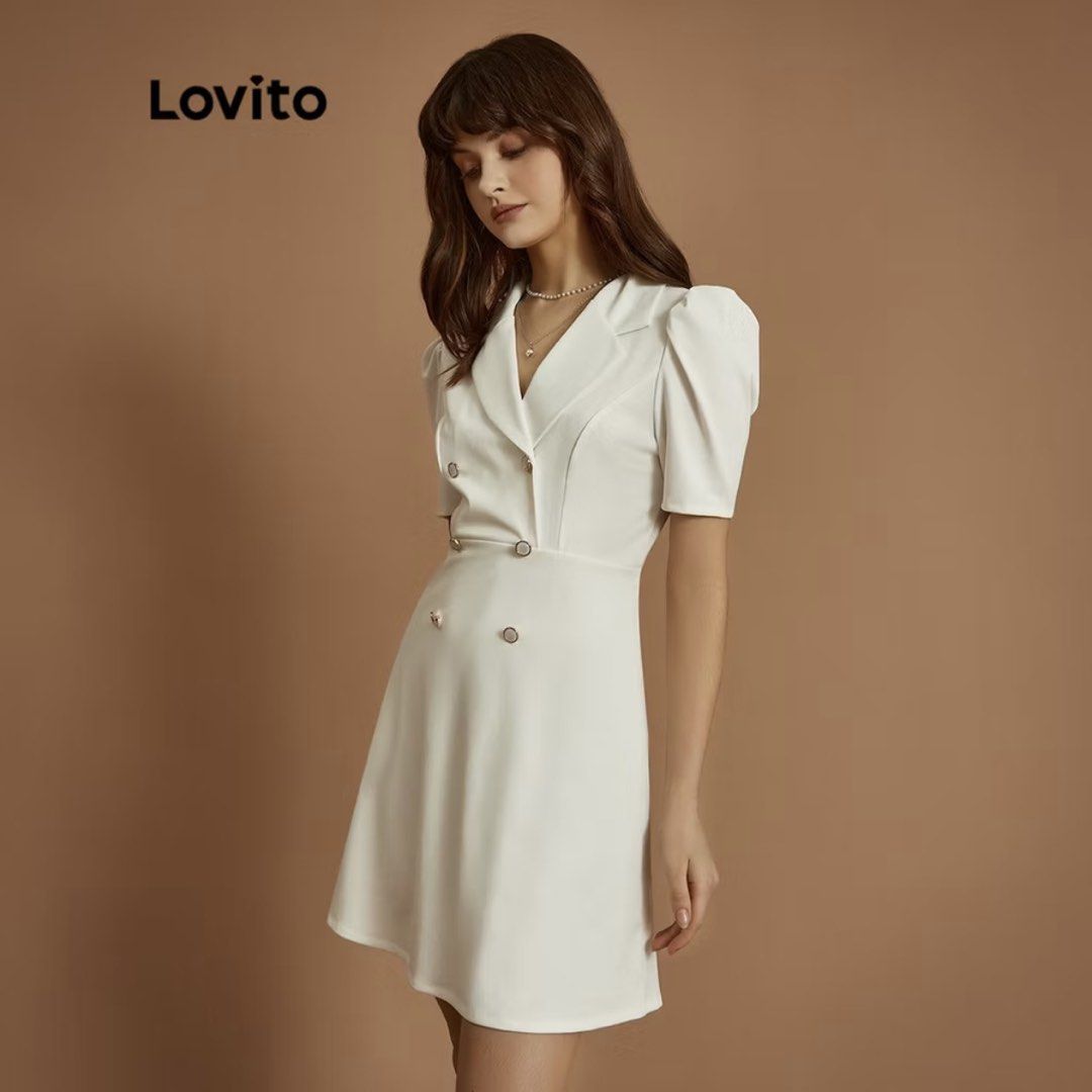 Plain Button Ruched A-Line Dress (Category: Dresses) located in Arayat. Submitted by decluk8 (Listing ID 1447881684, Image 1). Description: Used once Size: Small Color: White.