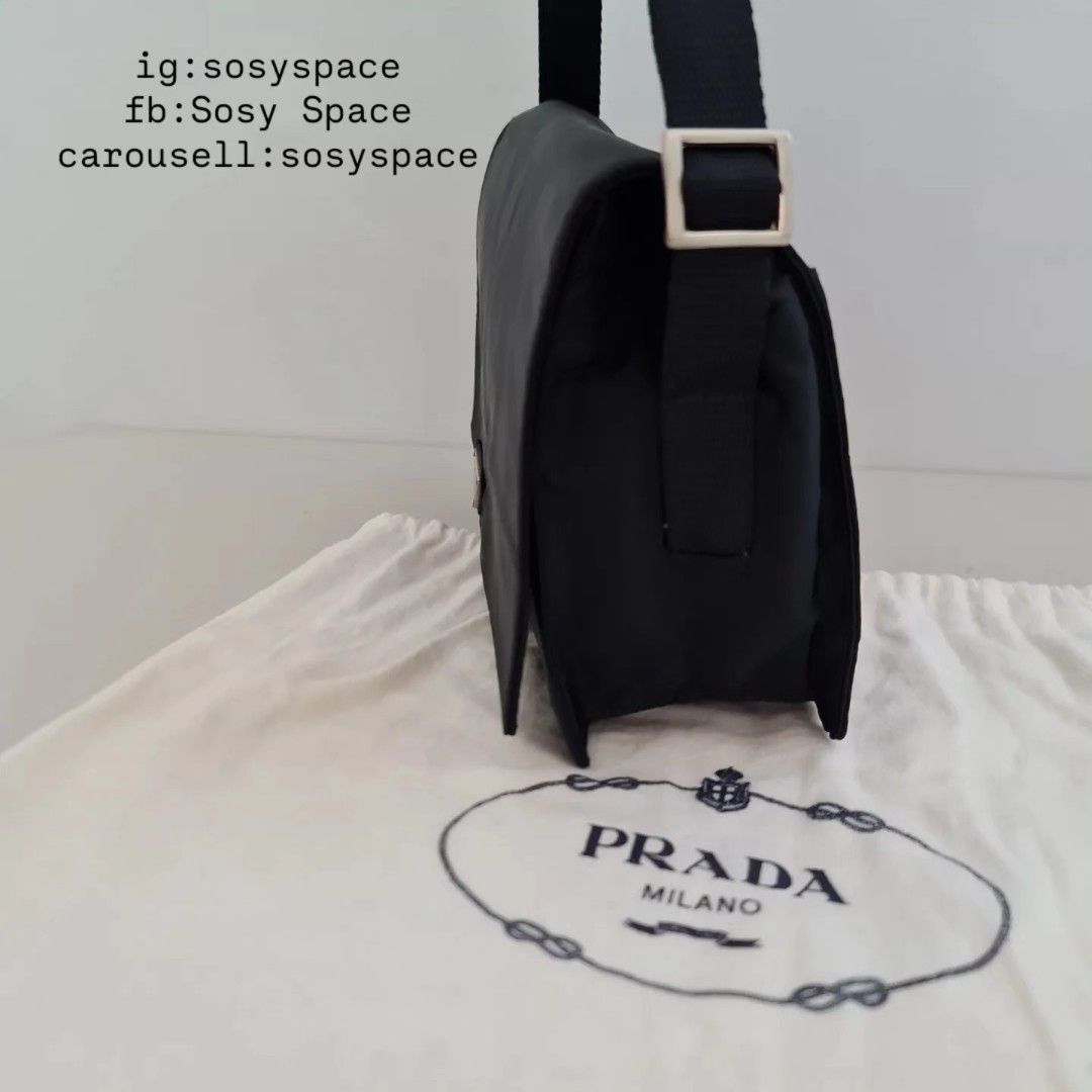 Prada Black Nylon Tessuto Shoulder Bag Sling bag (Category: Luxury Bags & Wallets) located in Lucena. Submitted by sosyspace (Listing ID 1447772977, Image 2). Description: P. R. A. D. A. 28B1P71 Black Nylon Tessuto Shoulder/Sling Bag Adjustable Strap 18 to 40 cm Magnetized Flap Closure 24x8x16.5 cm Includes: authenticity card and dustbag Condition: PRE-OWNED Like new to me Price: Php 21,000 + HF + SF (Best Price Already. No More Haggling Please!�