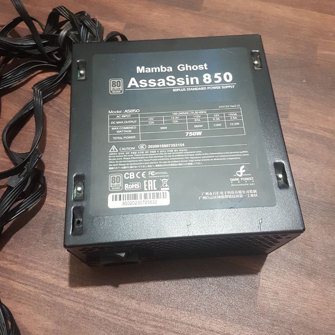 PSU - Mamba Ghost Assassin 850 750W (DEFECTIVE) (Category: Computer Parts) located in Bulacan. Submitted by blitzwing28 (Listing ID 1447849607, Image 3). Description: = NOTE = Item is DEFECTIVE. Selling the item as spare parts. = PRICE = P500 = MODE OF PAYMENT = - Courier Delivery: BDO bank transfer / Globe G-Cash - Meetup: Cash = ITEM CONTENTS = 1x PSU - Mamba Ghost Assassin 850 750W (DEFECTIVE) 1x PSU power cord 1x Box with small PSU bag.