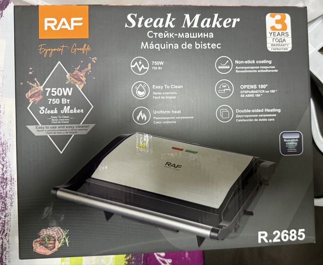 RAF Steak Maker (Category: BBQ, Grills & Hotpots) located in Manila. Submitted by krisceluy (Listing ID 1447758321, Image 1). Description: R.2685 RAF Steak Maker 750w Other Details in Box (Photo) ❇️ Brand New .