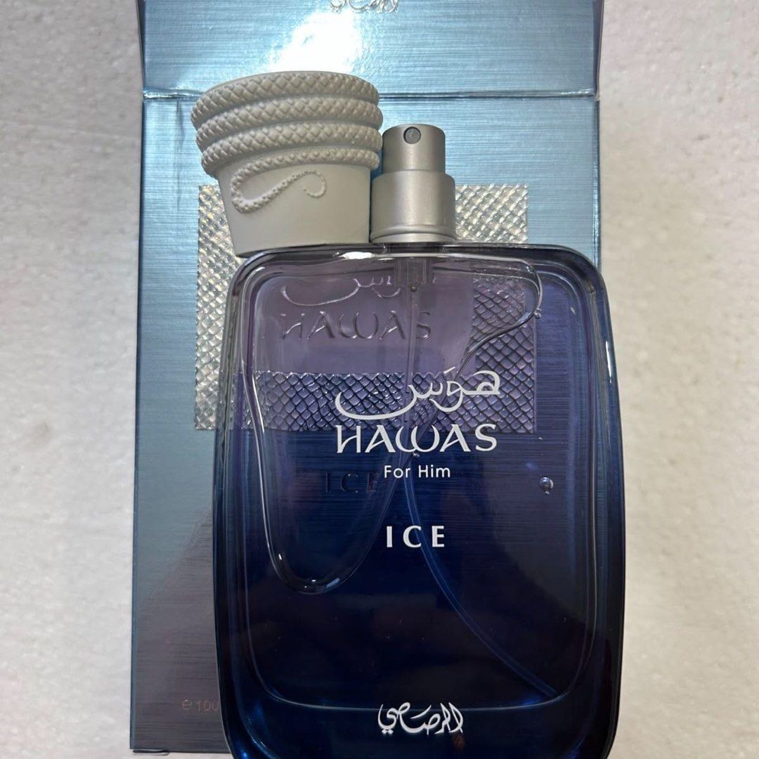 Rasasi Hawas Ice for Him Eau de Parfum 100ml (Category: Fragrance & Deodorants) located in Manila. Submitted by zigbouiema29280 (Listing ID 1447871697, Image 2). Description: 2900 price negotiable brandnew unopened box original straight from the mall rfs: new perfume, - Rasasi Hawas Ice for Him - Eau de Parfum - 100ml bottle - Scent profile: Citrus, Fruity, Sweet, Fresh, Woody, Aromatic - Perfect for men seeking a refreshing and captivating fragr
