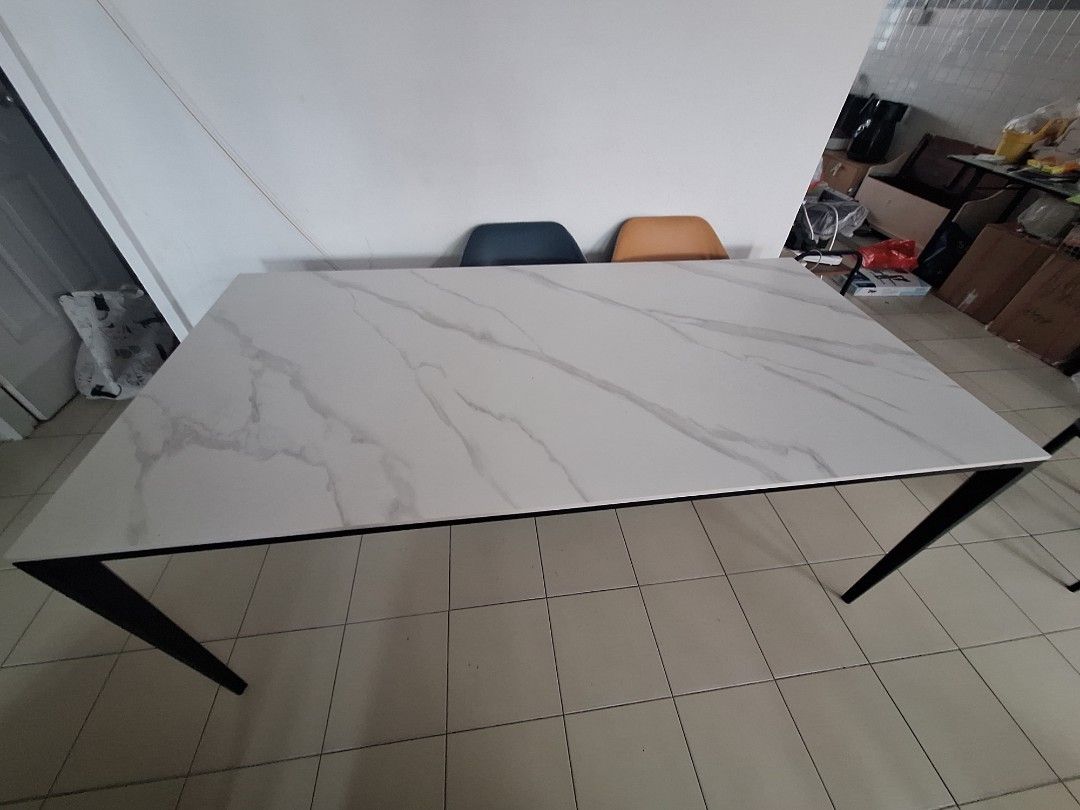 Rectangular Table Marble -like Dining Table (Category: Tables & Sets) located in Singapore. Submitted by sweesweemojo (Listing ID 1447759494, Image 2). Description: Matt Finish size 180x90cm.