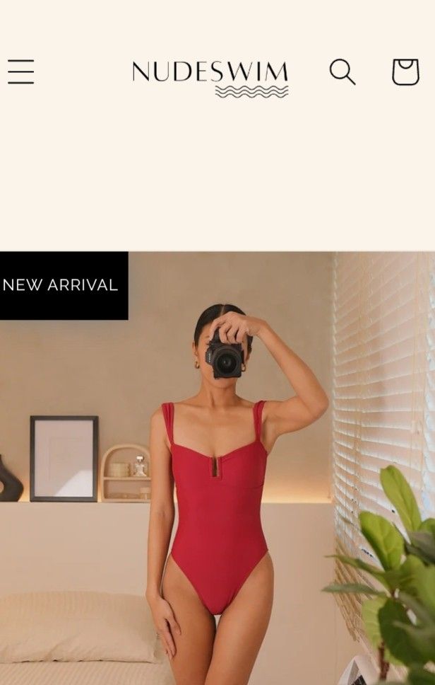 Red One-Piece Swimsuit with Tie Back (Category: Bikinis & Swimsuits) located in Quezon City. Submitted by annermt (Listing ID 1447798431, Image 2). Description: - Deep red one-piece swimsuit - Adjustable straps for a perfect fit - Secure tie-back closure - Two elegant gold-toned buttons on the front - Light beige lining - Ideal for beach and pool days rfs: sized down.