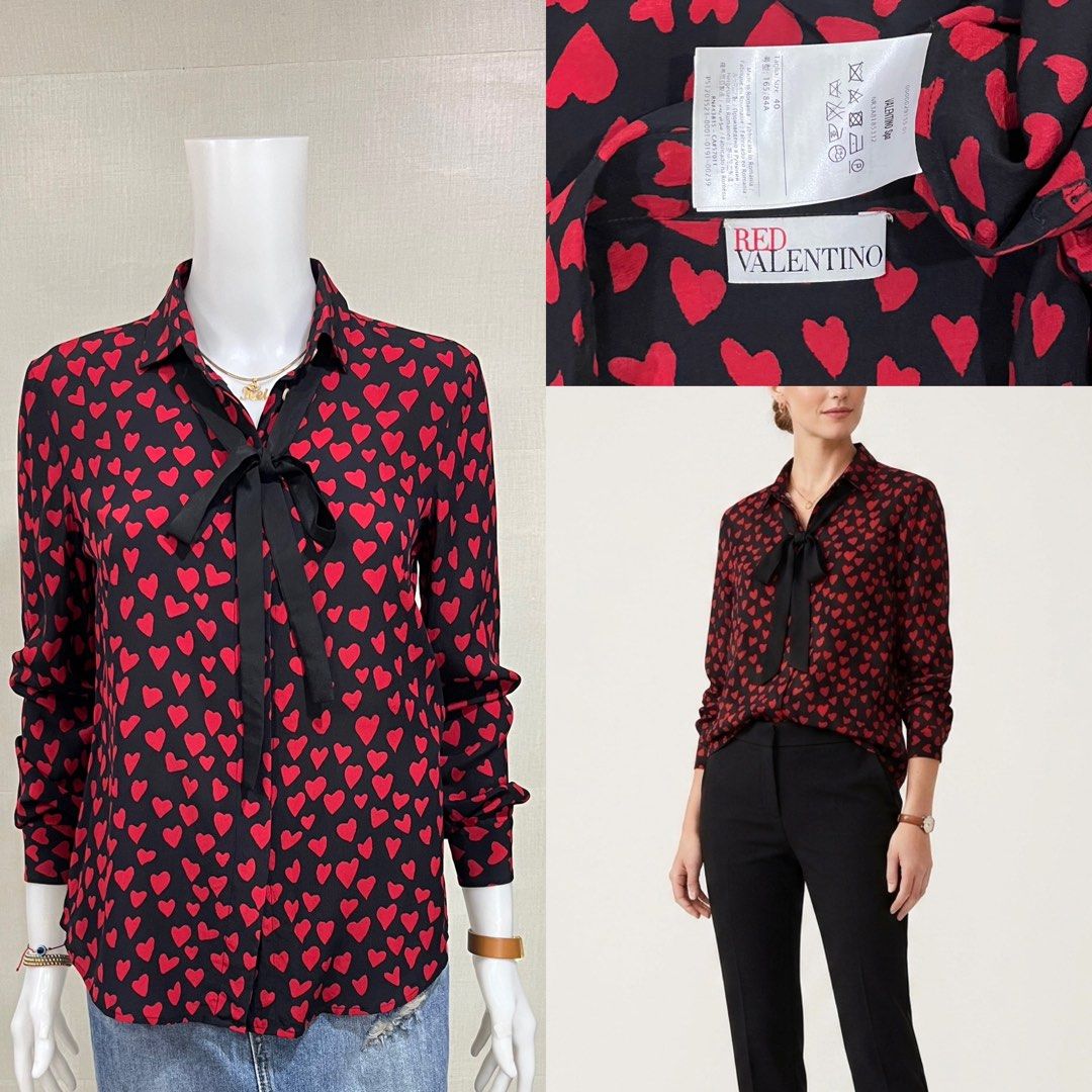 Red Valentino Hearted Printed LS Black Blouse (Category: Longsleeves) located in Cebu City. Submitted by kei.flmn (Listing ID 1447721878, Image 1). Description: 📌PLEASE READ BEFORE MAKING AN OFFER In Excellent Condition (No issue) (Removable Tie) Fits S (Flat Lay Measurement in Inches ) B:36 For Length Reference: Mannequin Height : 5’4” (First to pay basis) Due to the increased numbers of bogus buyers, Offers will only be accepted /reserved once