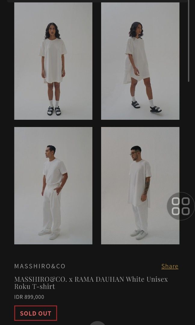 ROKU White Tshirt Rama Dauhan x MASSHIRO&Co. (Kategori: Atasan) berada di Jakarta Selatan. Dikirim oleh lilovecloset (ID iklan 1447773666, Gambar 2). Deskripsi: ONE SIZE ( UNISEX) Bust: 132 cm Back Length: 93 cm Shoulder Width: 56 cm Sleeve Length: 20 cm Sleeve Opening: 38 cm Material: Cotton Color: White.