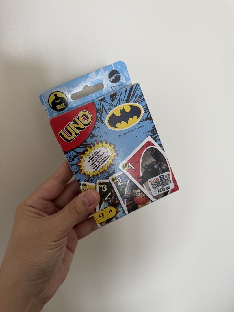 [SEALED] Batman Uno Cards (Category: Raw Singles) located in Mandaluyong City. Submitted by grmnk (Listing ID 1447714249, Image 2). Description: RFS: Duplicate set! We already have an existing set of Uno Cards :) BPI / GCash GoGo Xpress / Grab / Lalamove from Mandaluyong.