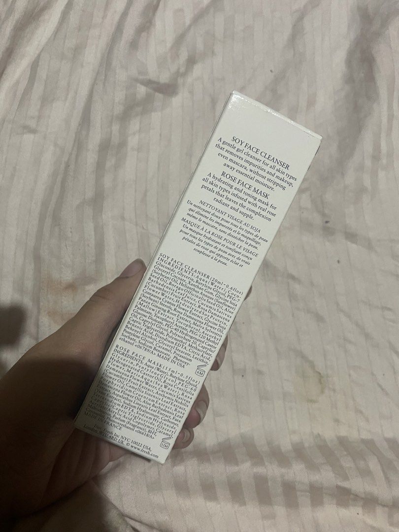 Sephora Fresh Soy Face Cleanser & Rose Face Mask Set (Category: Face Care) located in Manila. Submitted by caire4l (Listing ID 1447796923, Image 2). Description: - Includes travel-size Soy Face Cleanser: - Includes travel-size Rose Face Mask: - Sephora birthday beauty insider .