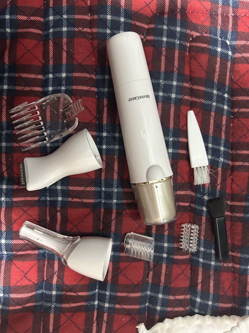 Silvercrest Epilator with Attachments and Pouch (Category: Hair) located in Cabiao. Submitted by ninaaaaaaahhh (Listing ID 1447773143, Image 1). Description: - Silvercrest Electric Hair Remover - Comes with multiple attachments for various uses - Includes cleaning brush - Comes with a drawstring pouch for storage - Easy to use and portable - Ideal for travel.