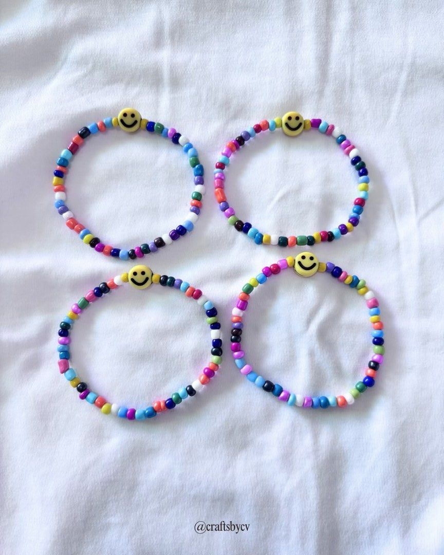Smiley Face Beaded Bracelets and Rings (Category: Body Jewelry) located in Pasig City. Submitted by issa_declutter (Listing ID 1447697028, Image 2). Description: - Handmade smiley face beaded bracelets and rings - Available in a variety of bright, colorful beads - Perfect for adding a fun pop of color to any outfit - Mix and match to create your own unique style - Great for gifting or treating yourself - Bracelet: PHP 20 - Ring: PHP 10 - Set (Bra