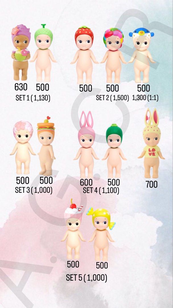Sonny Angel FOR SALE (Category: Designer & Blind Box Toys) located in Manila. Submitted by yang031 (Listing ID 1447724988, Image 1). Description: - Selling Sonny Angel figures. - Available as individual pieces or in sets. - Prices and set details are clearly listed in the photos. - Ideal for collectors or as charming desk decorations. - Feel free to ask any questions about specific figures or sets..