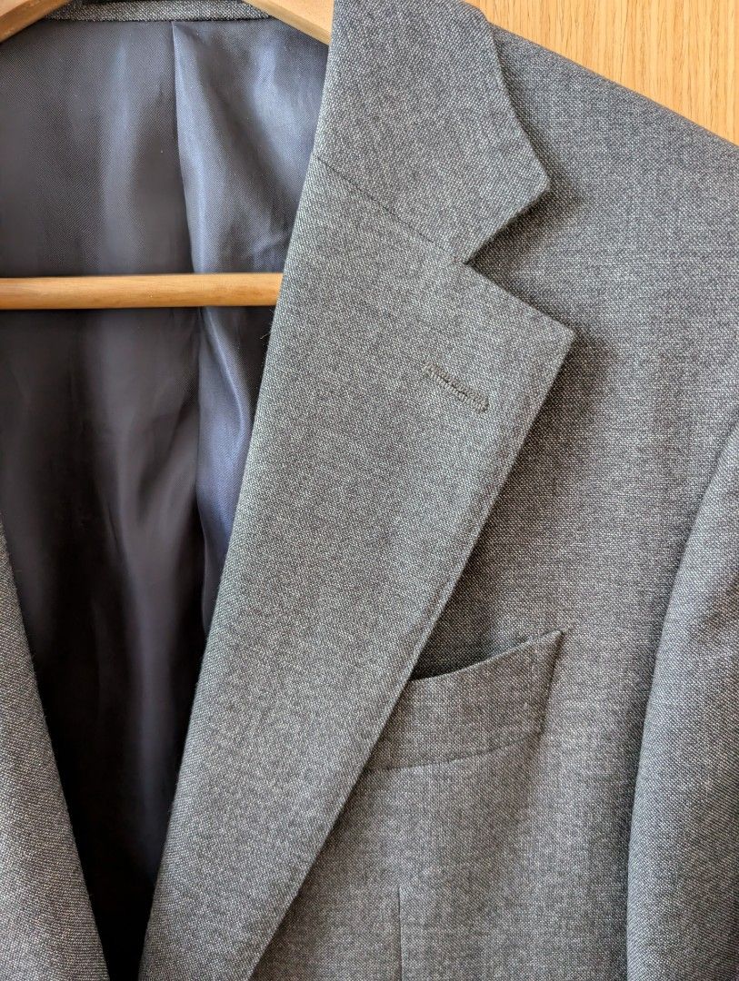 Spier & Mackay Grey Wool Suit Jacket 36 Guabello Fabric (Category: Coats, Jackets and Outerwear) located in Manila. Submitted by princeton_hk (Listing ID 1447723619, Image 2). Description: - Grey wool suit jacket by Spier & Mackay - Excellent like new condition - Made with premium Guabello Super 130's fabric, charcoal grey - Size: 36. I am 5'10" 72 pounds, and this fits well. - half-canvas lining, NOT FUSED - 3 in-wide Lapels, two flap pockets - 