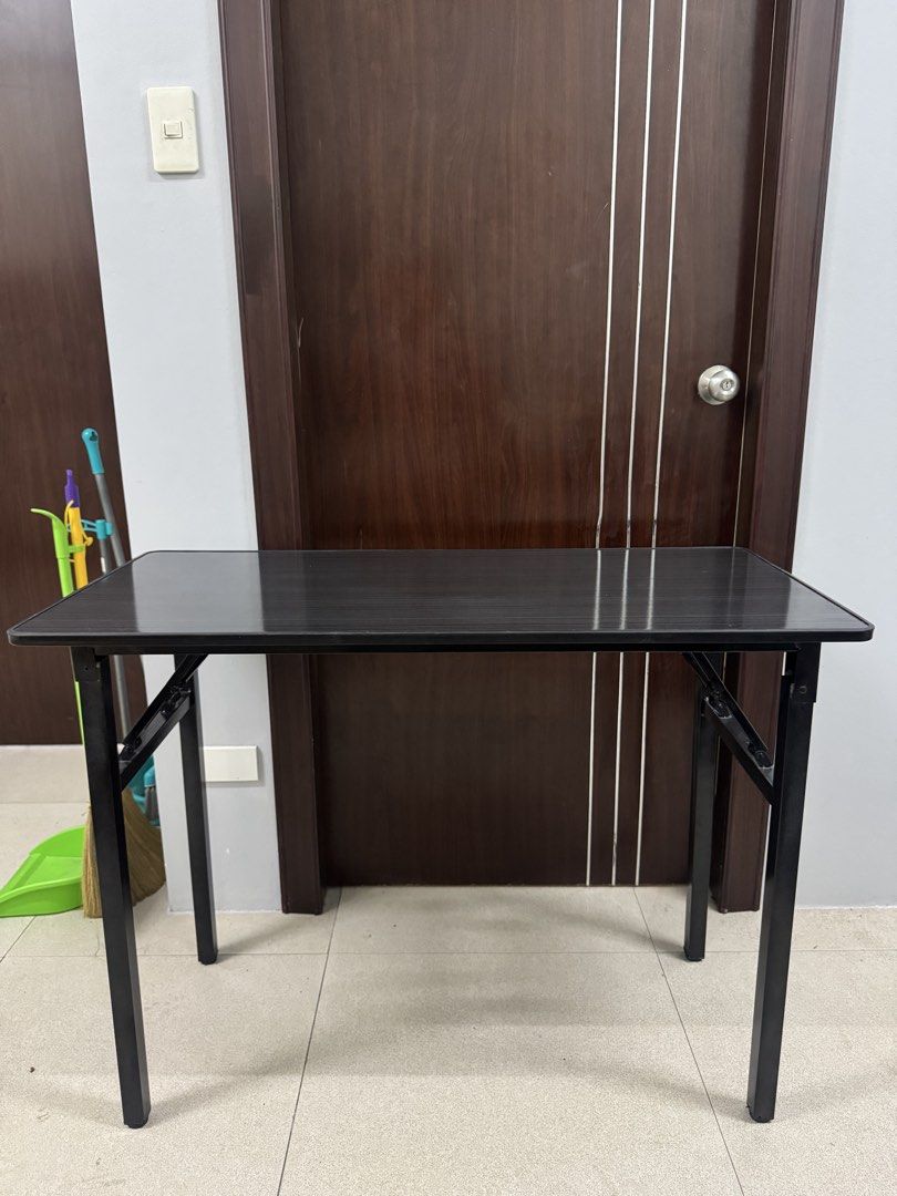 Study Table (Category: Tables & Sets) located in Manila. Submitted by zeyn_eu (Listing ID 1447698174, Image 1). Description: Foldable table desk - Black Gold Brushed Color. L100 x W50 x H70 It has minimal dents caused by shipping. .
