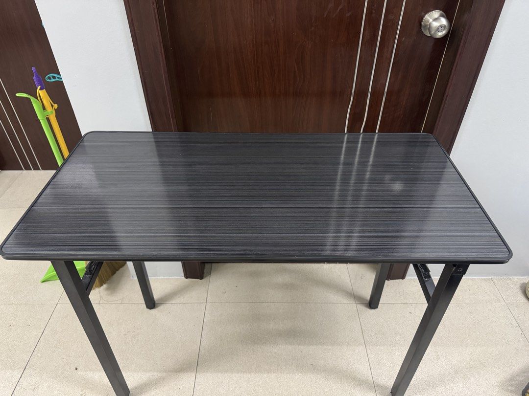Study Table (Category: Tables & Sets) located in Manila. Submitted by zeyn_eu (Listing ID 1447698174, Image 2). Description: Foldable table desk - Black Gold Brushed Color. L100 x W50 x H70 It has minimal dents caused by shipping. .