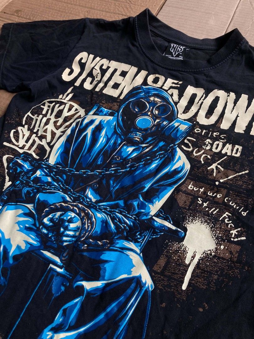 System of a Down (Category: Tshirts & Polo Shirts ) located in Naga. Submitted by grunchieeeerr (Listing ID 1447840577, Image 2). Description: 17x24 System of a Down gas mask band tee. Some small holes. Great for fans!.