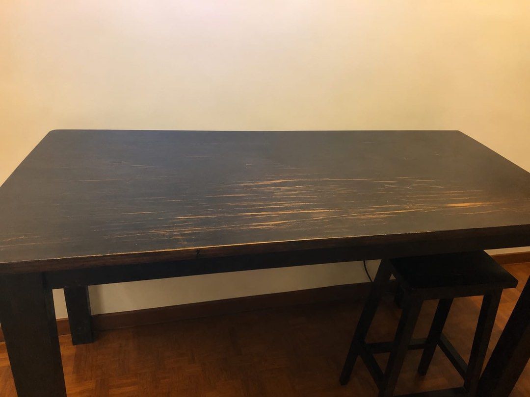 Teak Study / Dining Table (Category: Tables & Sets) located in Singapore. Submitted by tichwo33 (Listing ID 1447781676, Image 1). Description: - Teak high table - 183x90x105 cm - Functional as study desk or dining table (with high chairs) - 2 pieces of same table available.