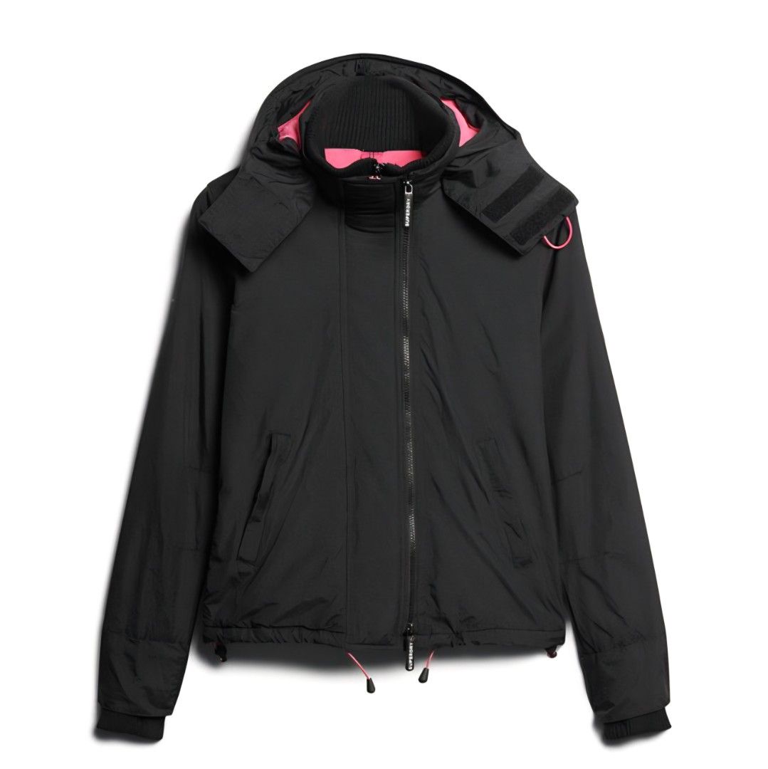 Superdry Windcheater Jacket (Category: Coats, Jackets and Outerwear) located in Manila. Submitted by mis_a (Listing ID 1447736977, Image 1). Description: Superdry jacket x Thrifted Color: Black Size: Large on tag Chest: 42in Length: 23in Inner lining: Fleece Interior pocket: 1 Exterior pocket: 2 Shipping fee via J&T will be shouldered by the buyer..